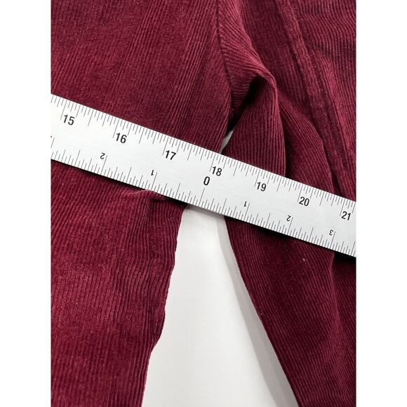 Sandro Womens Ruffle Corduroy Jacket Sz M Red Burgundy Zip Mock Neck Y2K - Picture 7 of 10